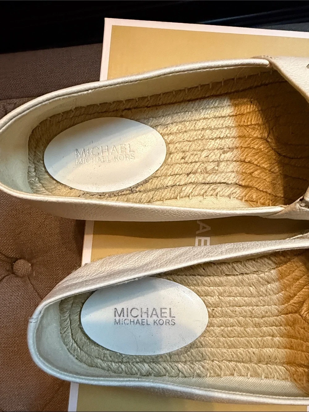 Michael Kors Cream Espadrille Flats with Black Toe Cap